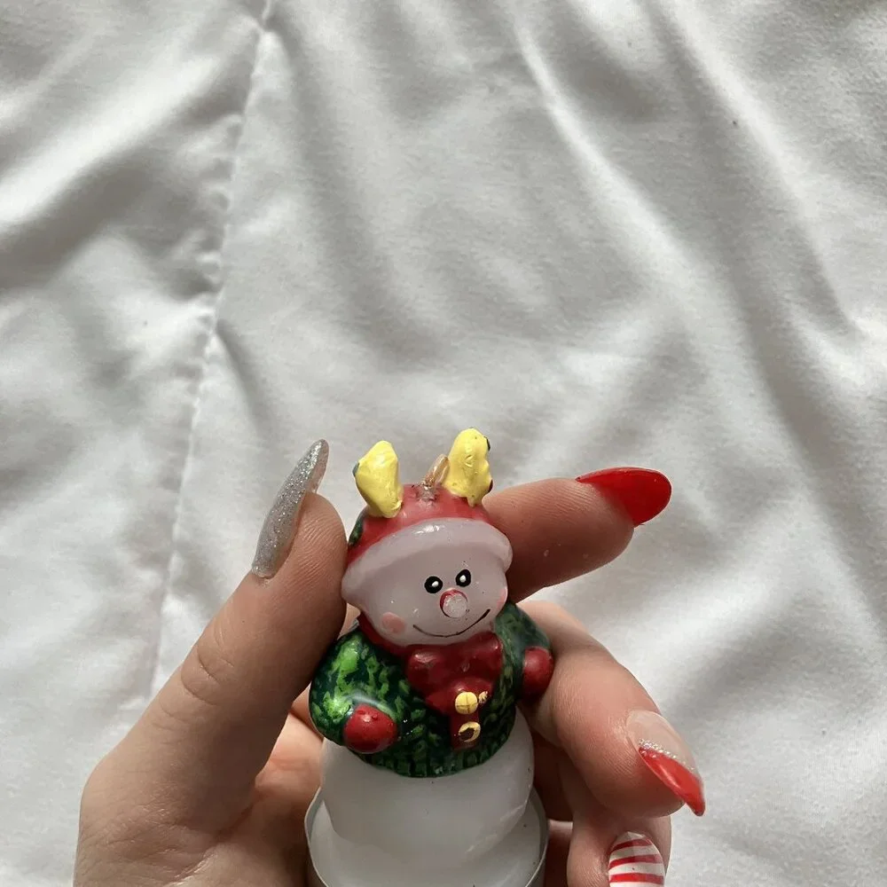 New Vintage Snowman Candle 3in Christmas‎ Decor Retro Holiday Winter